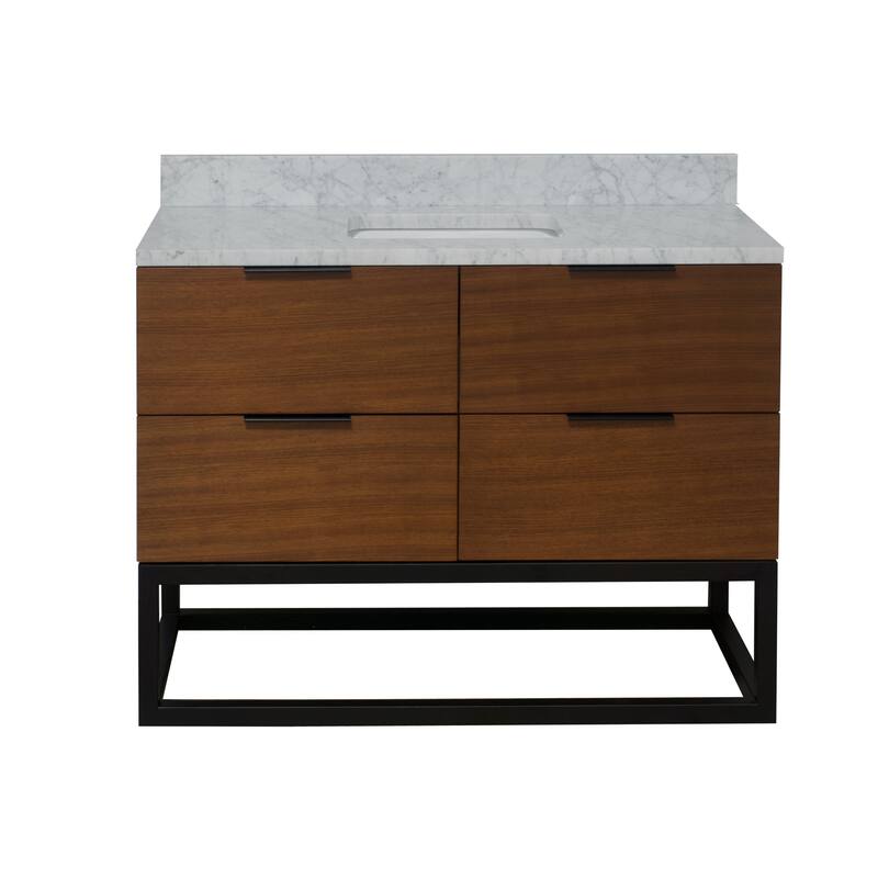 KitchenBathCollection Mia 48" Bathroom Vanity with Carrara Marble Top
