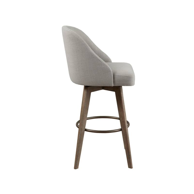 Roomfitters 360-Swivel Bar Stool, Upholstered Barrel Back High Chair (30" Seat Height) with Metal Footrest Ring