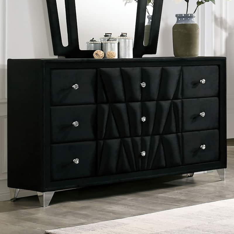 Ambrosia Modern Black 2-piece 9-Drawer Dresser and Mirror Set by Furniture of America