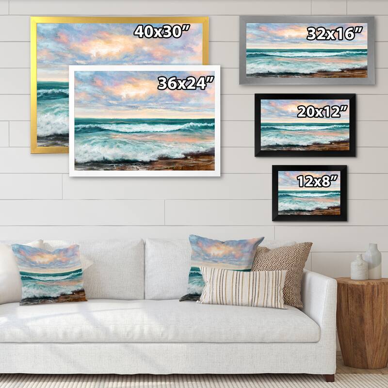 Designart "Wild Blue Ocean Waves VII" Nautical & Coastal Framed Wall
