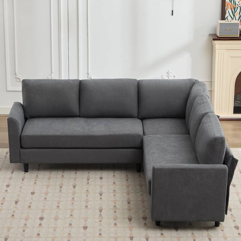 Snow Velvet Sectional Sofa