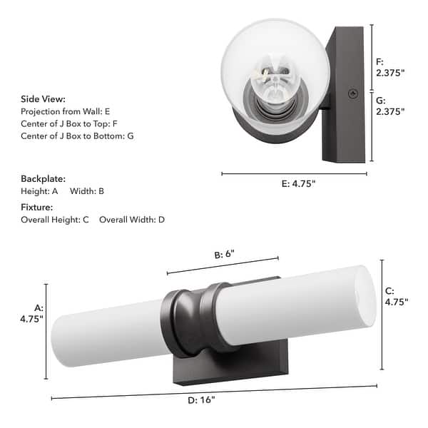 dimension image slide 5 of 12, Hunter Lenlock Vanity Wall Light - Art Deco, Damp Rated