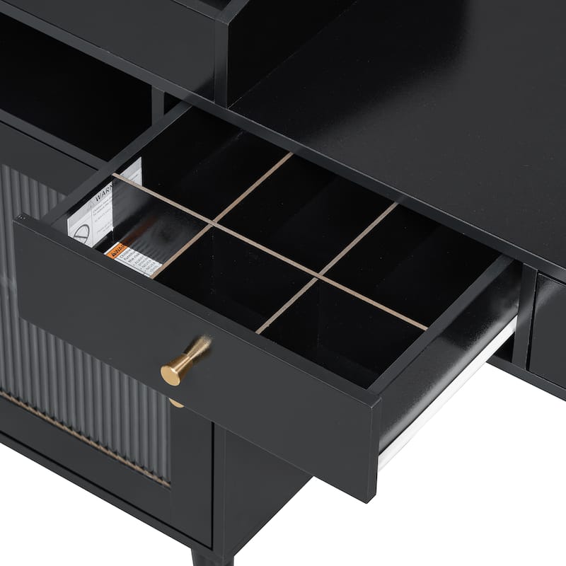 Modern Makeup Vanity Desk with Drawers, Cabinet & Charging Port