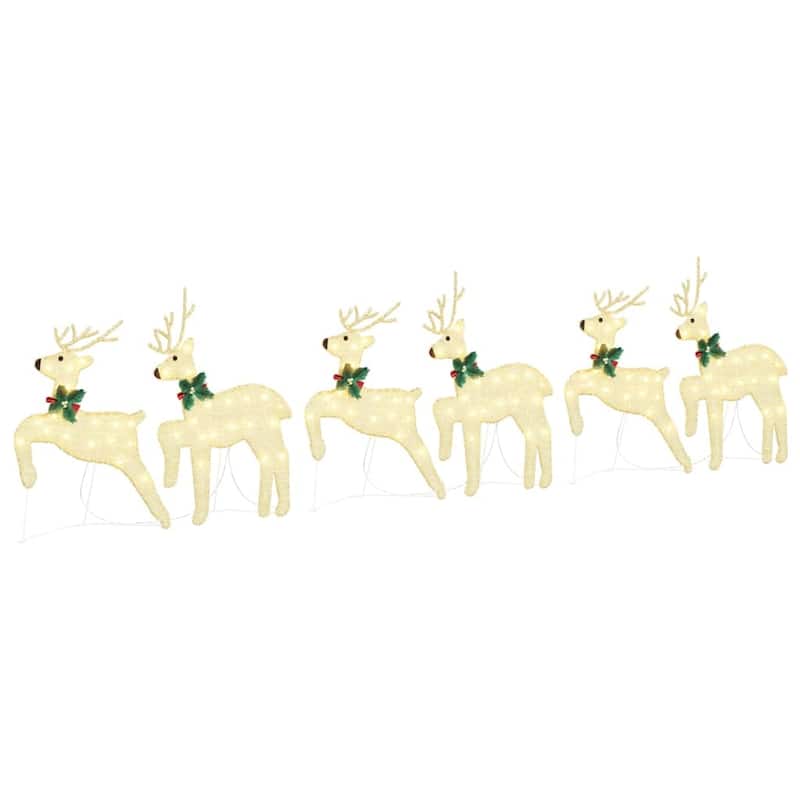 vidaXL LED Reindeers 6 pcs Gold fabric - 17.7 x 7.5 x 25.6