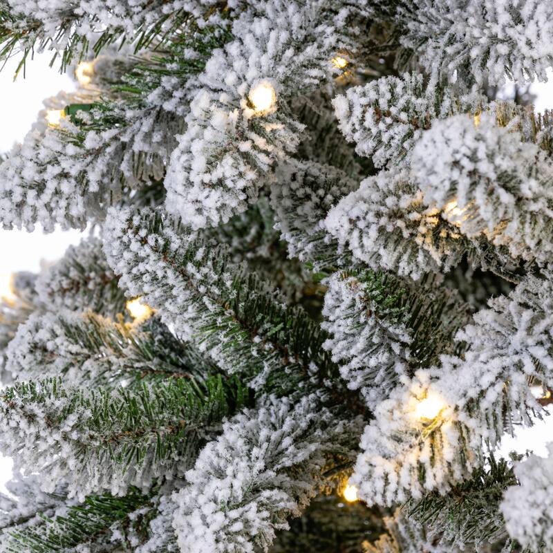 6 Foot Heavily Flocked Alpine Tree with 250 White LED Lights