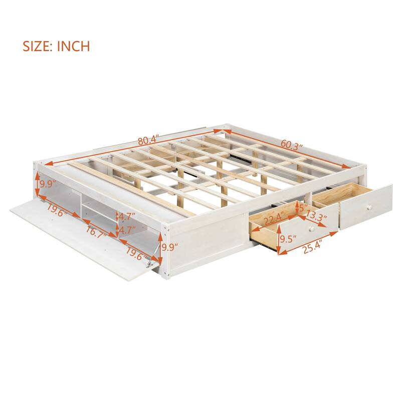 Queen Platform Bed Frame with Underbed Storage by Harper&Bright Designs