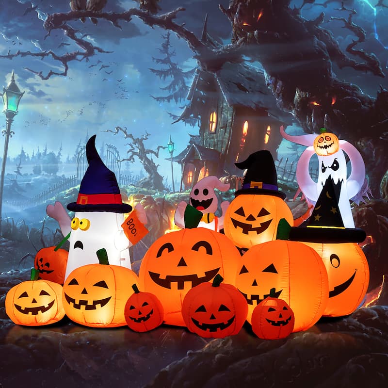 Halloween Inflatable Pumpkins Set with LED Light Garden Decoration