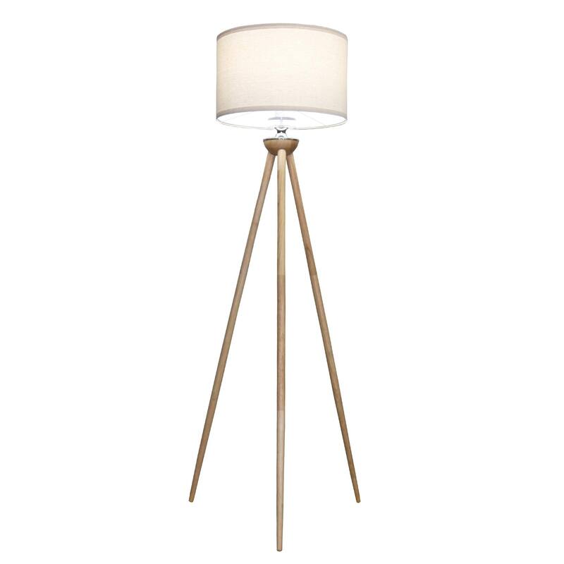 Simple three-legged wooden floor lamp, LED standing lamp - Brown