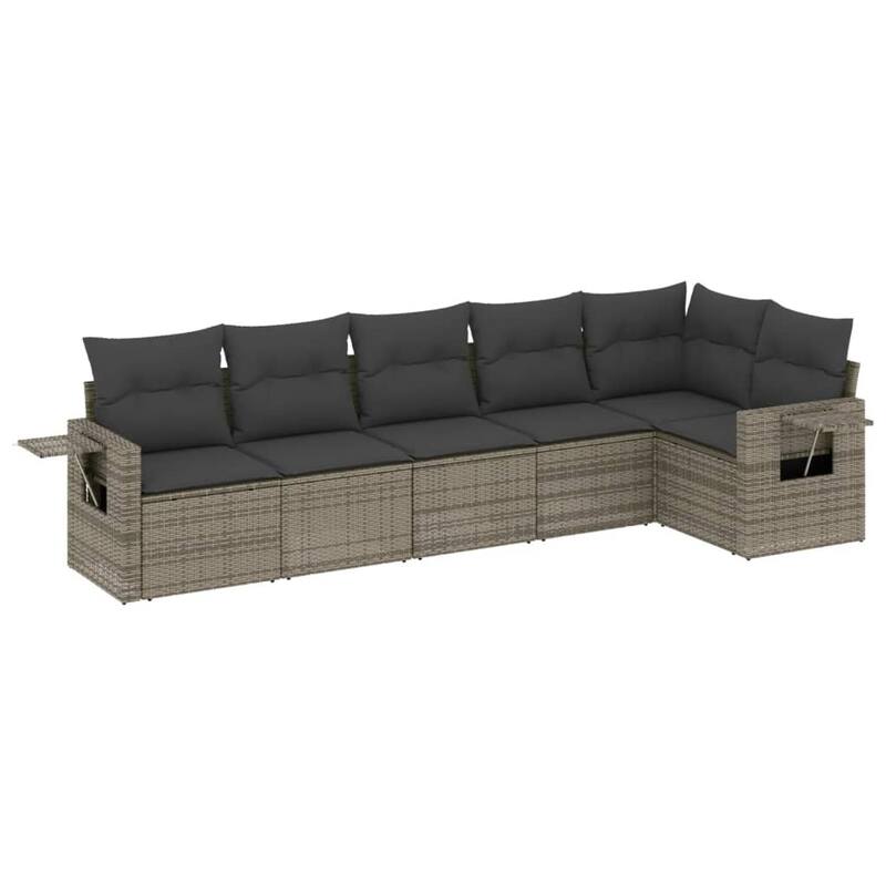 vidaXL Patio Sofa Set with Cushions Outdoor Conversation Furniture Poly Rattan