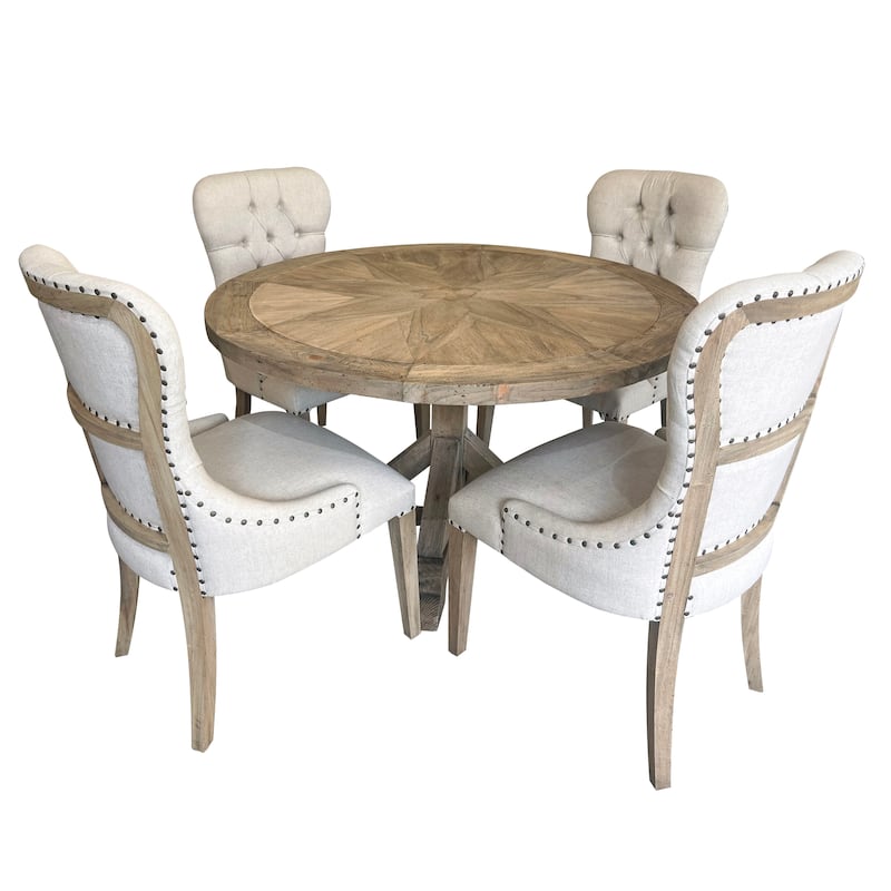 Farmhouse Diamond 48'' Round Dining Table Set of 5