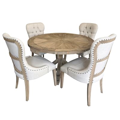 Farmhouse Diamond 48'' Round Dining Table Set of 5