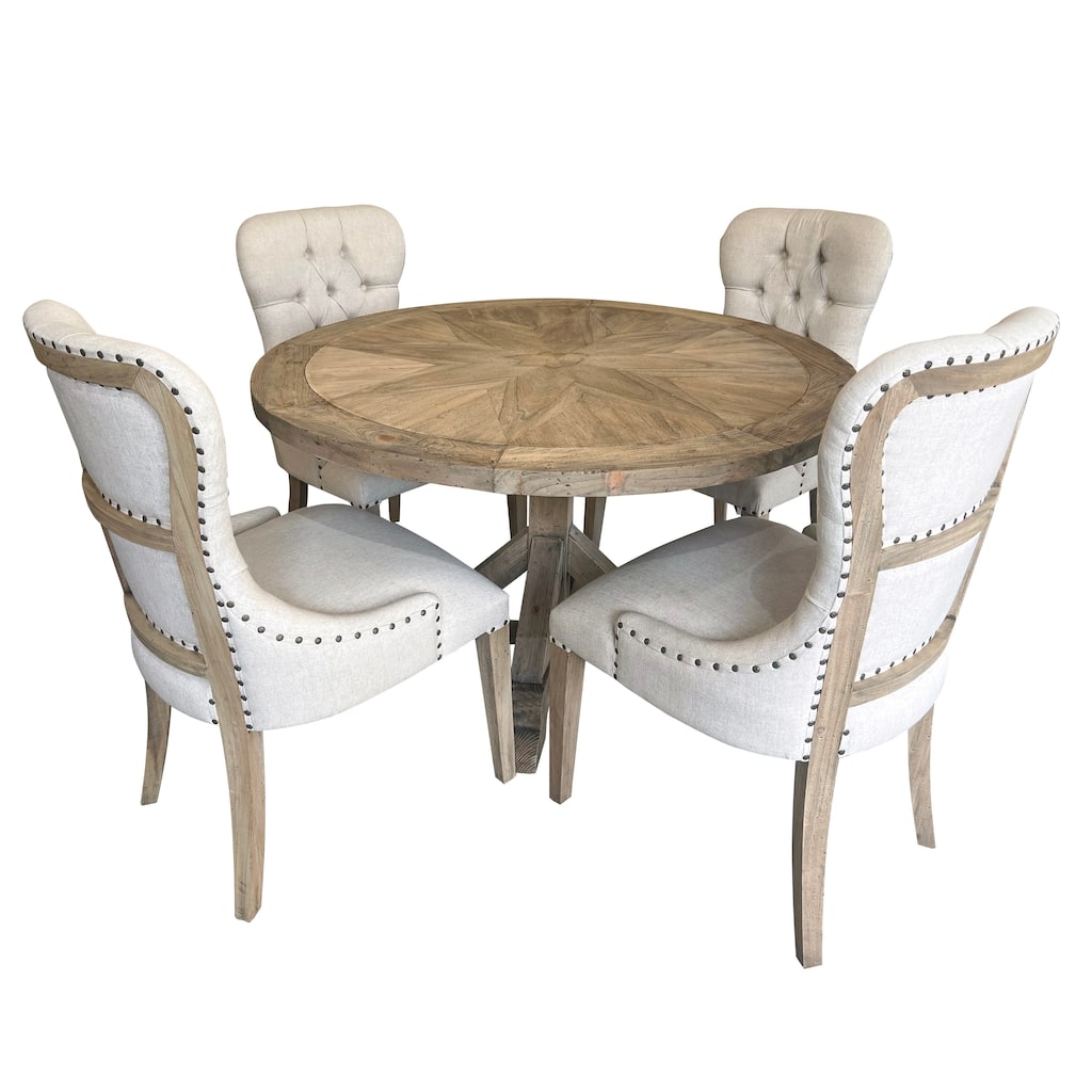 Farmhouse Diamond 48'' Round Dining Table Set of 5