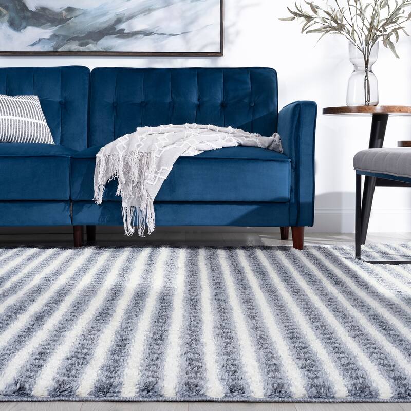 Augusta Shag Modern & Contemporary Stripe Indoor Area Rug
