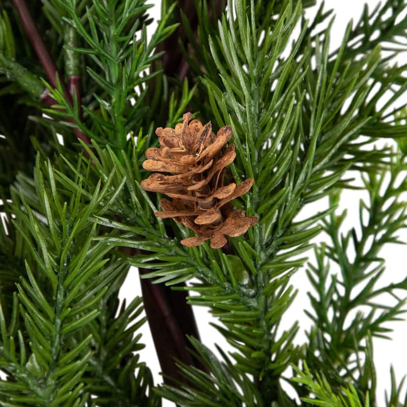 Cypress and Pine Cone Artificial Christmas Wreath 24-Inch - Unlit - 24"