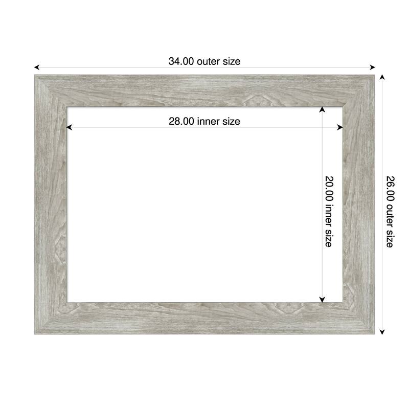 Amanti Art Dove Greywash Framed Dry Erase Magnetic Board - 34 x 26 in