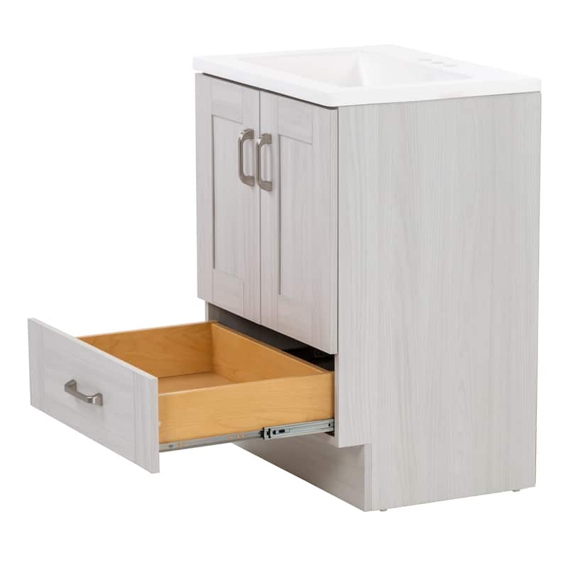 Spring Mill Cabinets Noelani 24" Bathroom Vanity With 2-Door Cabinet, Drawer, and White Sink Top