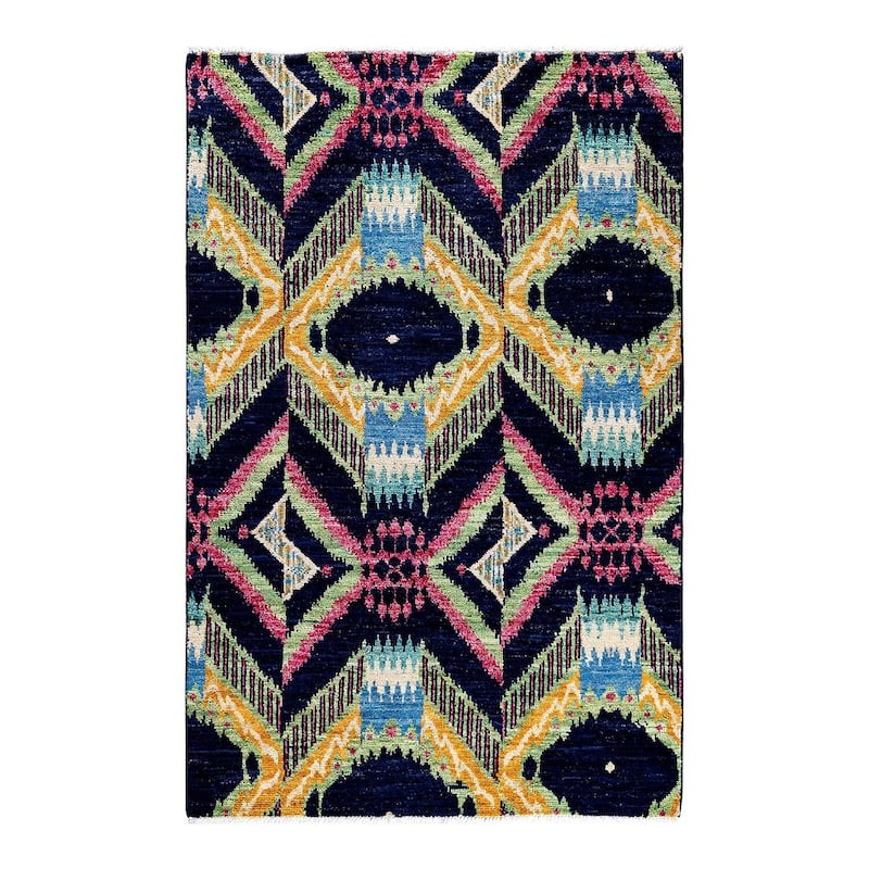 Contemporary Overdyed Wool Hand Knotted Area Rug - 4' 1" x 6' 2"