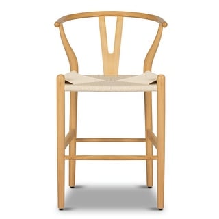 Poly & Bark Weave 23.5" Seat Height Counter Stool - Solid Wood with Woven Seat