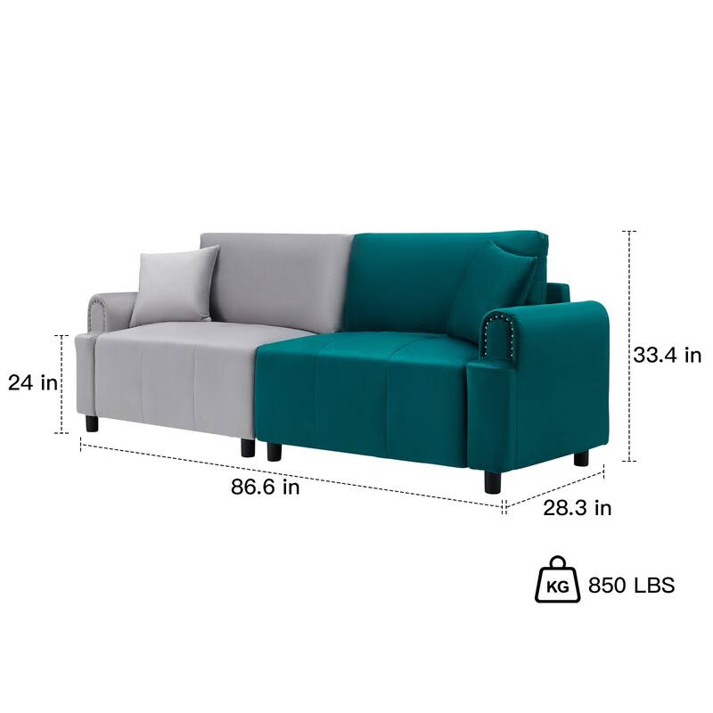 Pocassy 87" Sectional Sofa Modular Deep Seat Sofa Couch