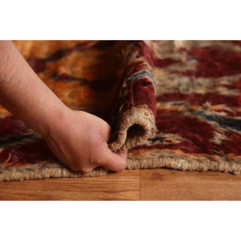 Hand Knotted Oriental 100% Wool Carpet Modern Tribal Brown Moroccan Area Rug - 9' 11'' X 6' 8''