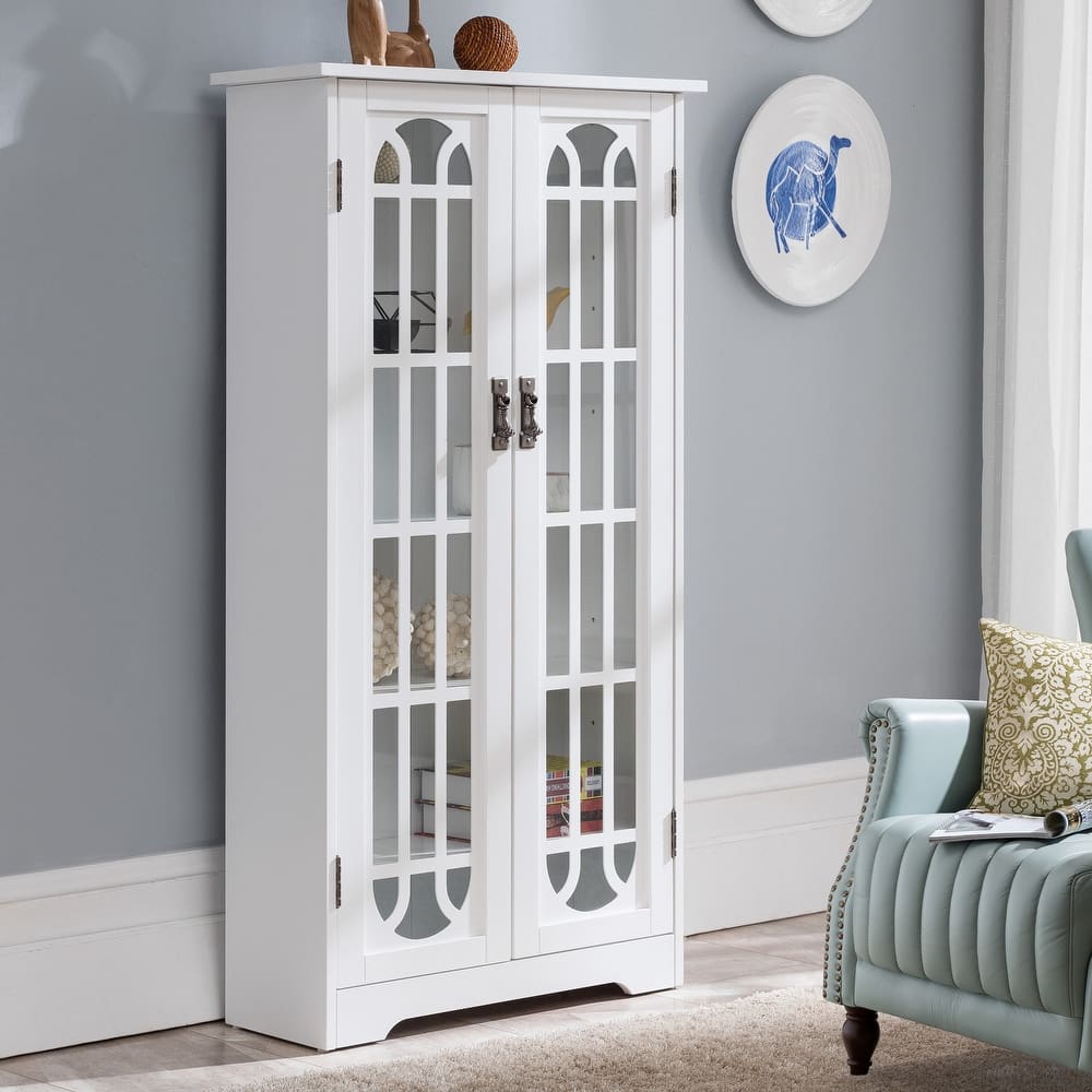 SEI Furniture Cherry Window Pane Media Cabinet