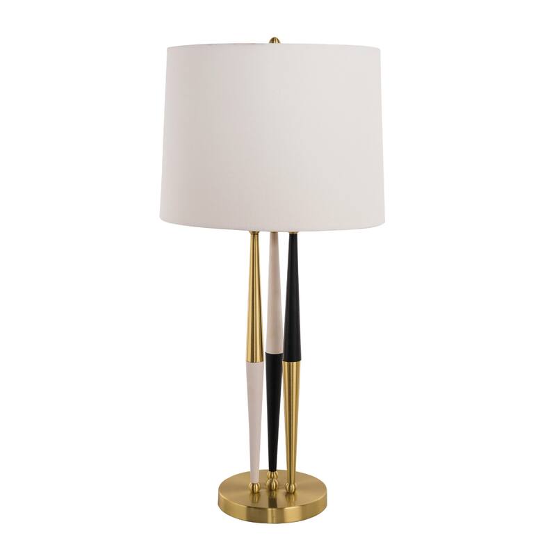 Modern Mid Century 1 Light Gold, Black And White Table Lamp