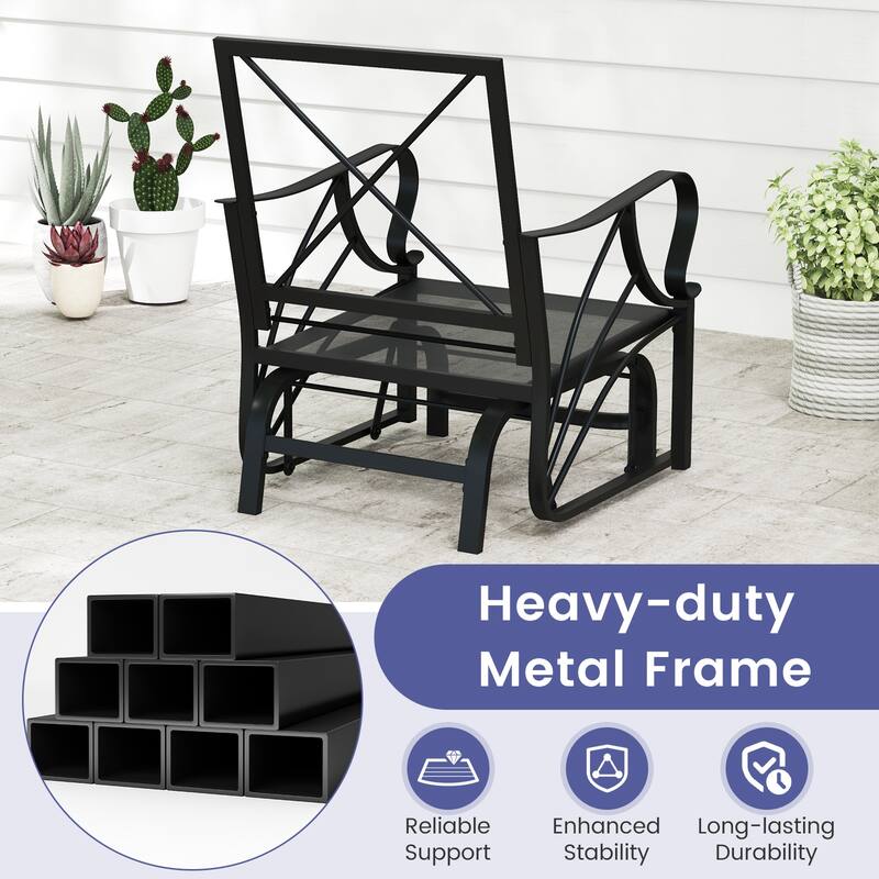 Gymax 2PCS Patio Glider Chair Single Outdoor Rocking Chair w/ Seat &