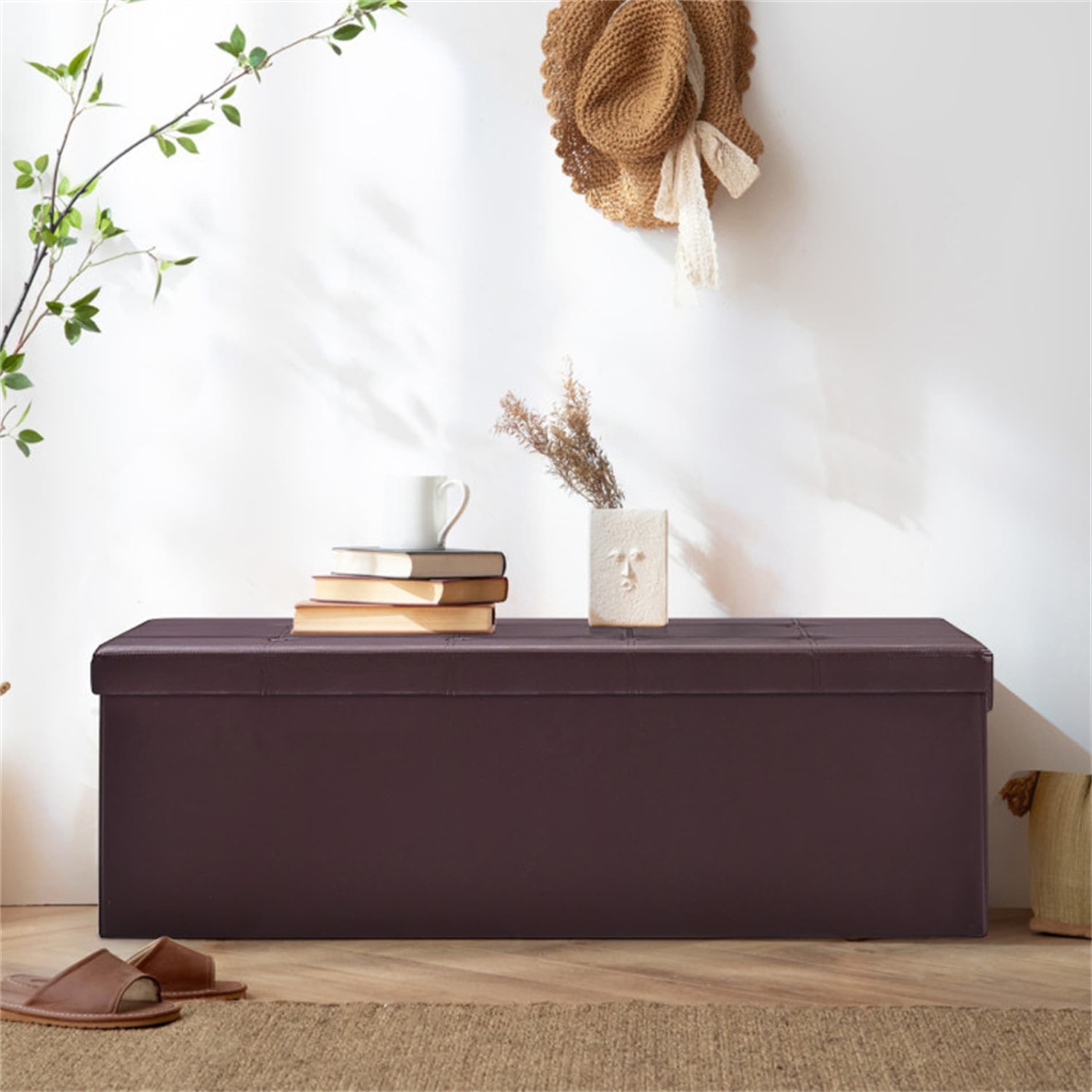 Foldable storage ottoman bench top