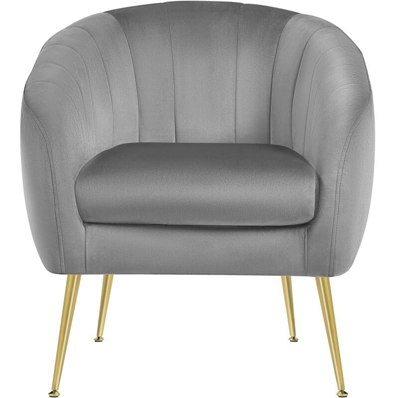 Yaheetech Velvet Accent Armchair Barrel Chair with Metal Legs for Living Room