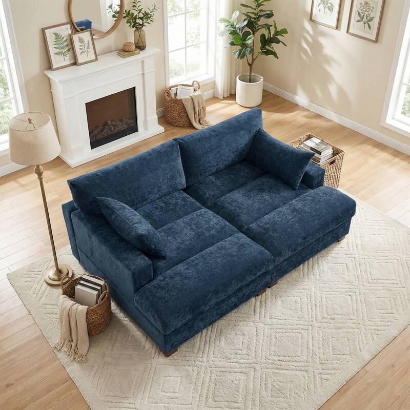 82.5"W Chenille Upholstered Sectional Modular Sofa With Chaise