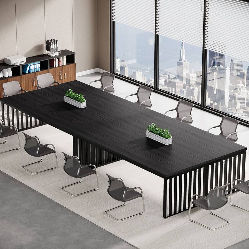 Small Conference Room Table for 4, Industiral Long Meeting Table - 2-pieces