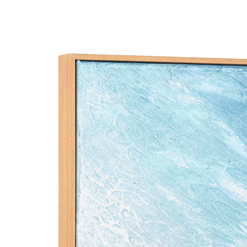 Blue Canvas Abstract Ocean Wave Landscape Framed Wall Art