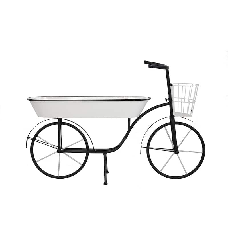 38.5x14.5x25.5" Black and White Bicycle Plant Stand Planter