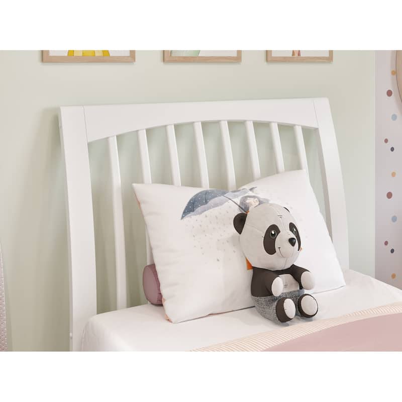 Solid Wood Headboard Sleigh Design Twin Size White Finish Bedroom Decor