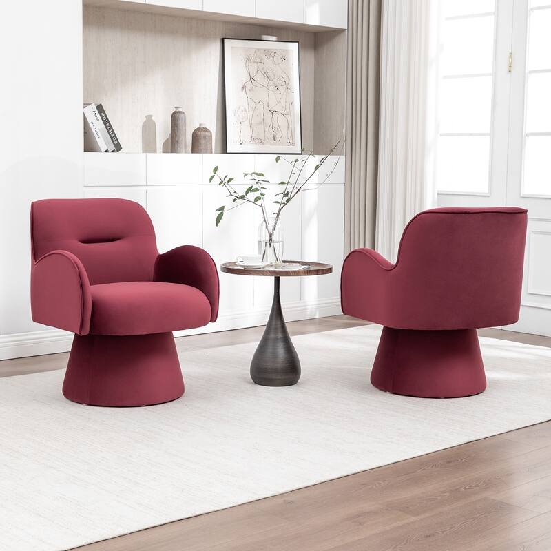 SEYNAR Modern Glam Velvet 360 Degree Swivel Armchair Set of 2