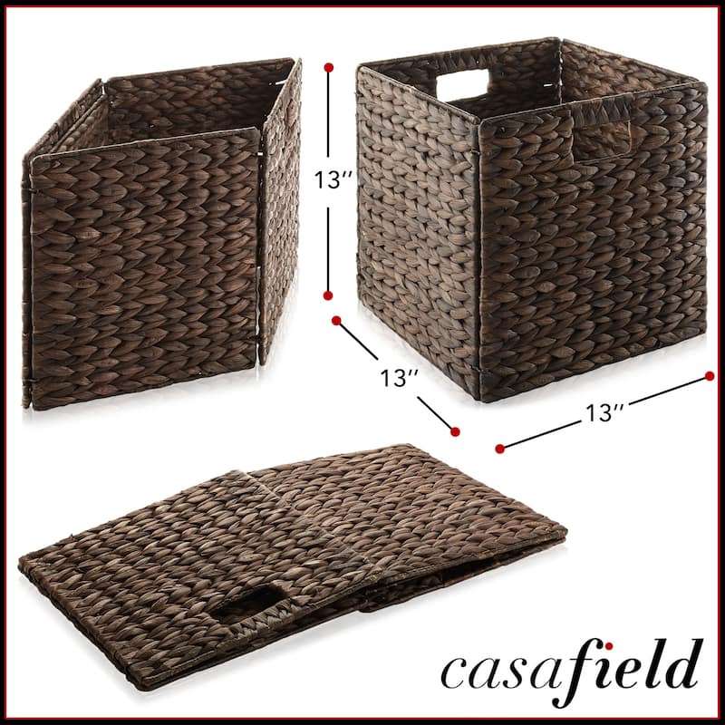 13 x 13in Water Hyacinth Storage Baskets Set of 2