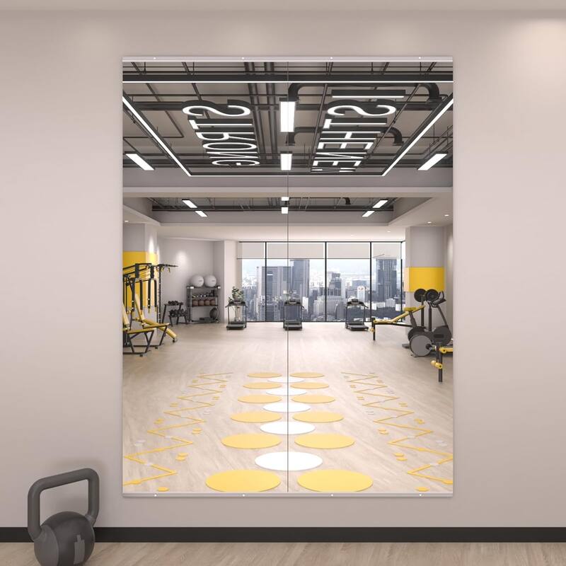 Full Length Tempered Glass Mirror - Rectangular Wall Mirror for Yoga, Gym & Dance Studio(Set of 2/3) - 63" x 24"-2PCS