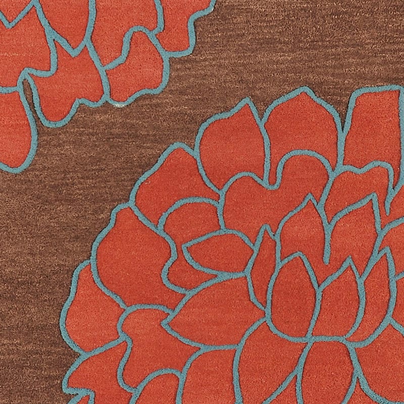Hand-tufted Contemporary Brown/ Glacier New Zealand Wool Abstract Area Rug