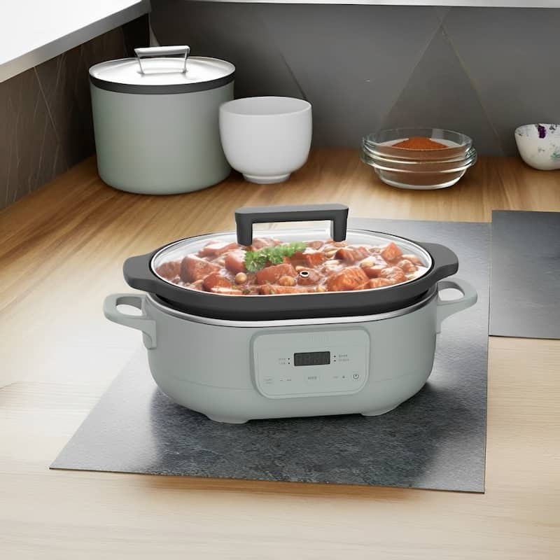 Magnifique 6 QT Versatile Programmable Slow Cooker for Dishwasher Safe - Green