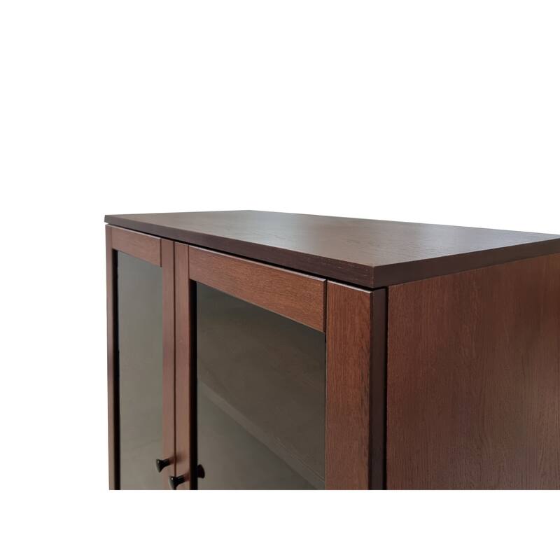 Palace Imports Premium 100% Solid European Oak Hardwood 3-Shelf Modular Bookcase with Tinted Glass Doors - 32" Wide, 35.75" Tall