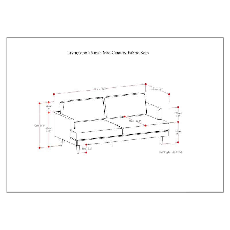WYNDENHALL Chloris 76 inch Wide Mid-Century Modern Sofa