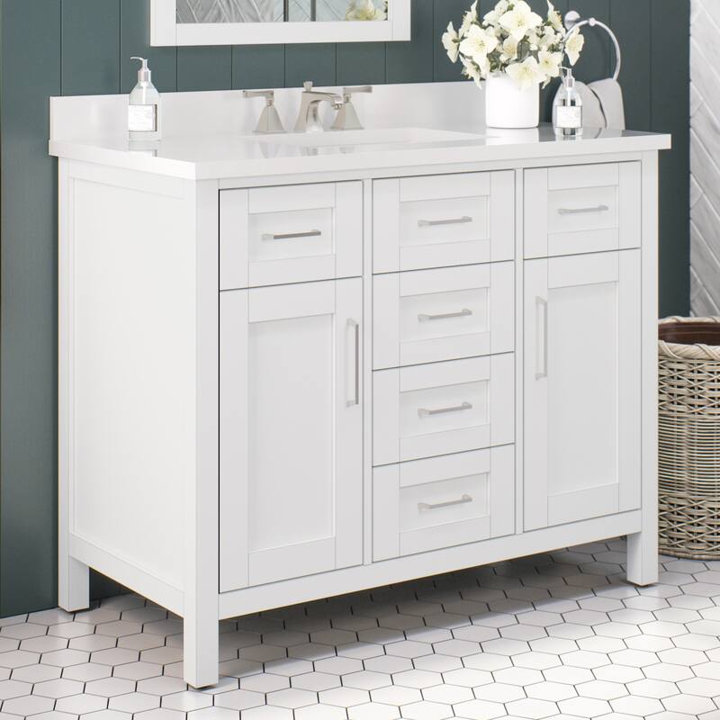 OVE Decors Tahoe III 42 in. White Vanity with power bar and included mirror