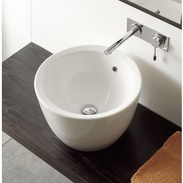 Nameeks 8055 Scarabeo 18-1/8" Ceramic Vessel Bathroom Sink - White / No Hole
