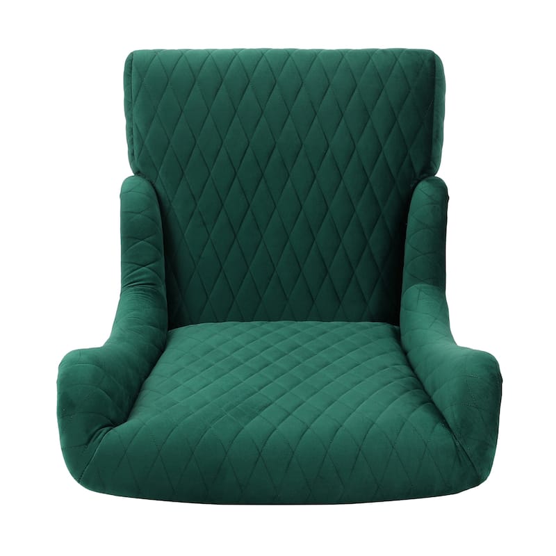 Upholstered Velvet Accent Chair with High Wingback and Wooden Legs