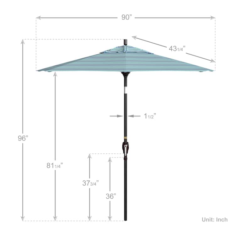 California Umbrella 7.5' Round Crank Lift Push Button Tilt Bronze Aluminum Patio Umbrella with Sunbrella Cilantro Fabric