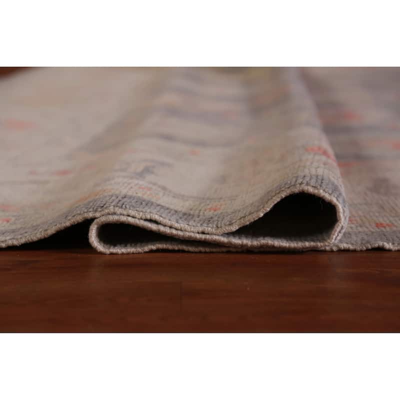 Hand Knotted Oriental 100% Wool Carpet Transitional All-Over Greys & Charcoal Oushak Area Rug - 14' 3'' X 10' 0''