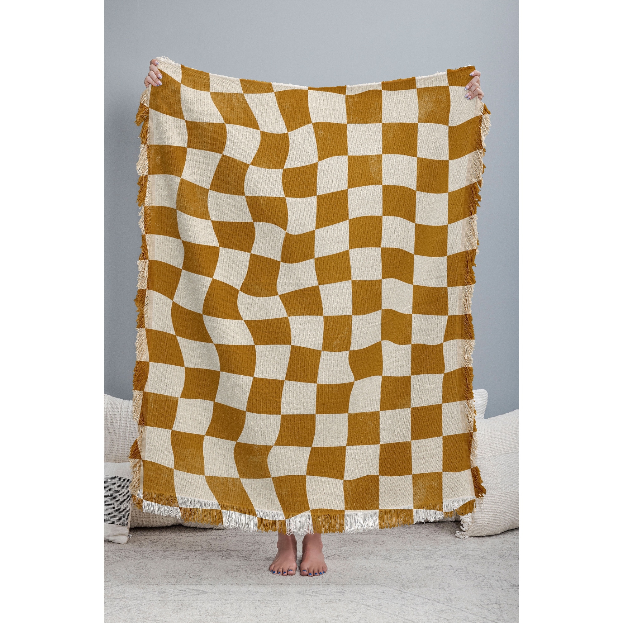 Gold and white throw blanket 2025