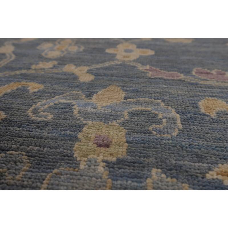 Vegetable Dye Blue Oushak Oriental Large Area Rug Handmade Wool Carpet - 10'5"x 13'8"
