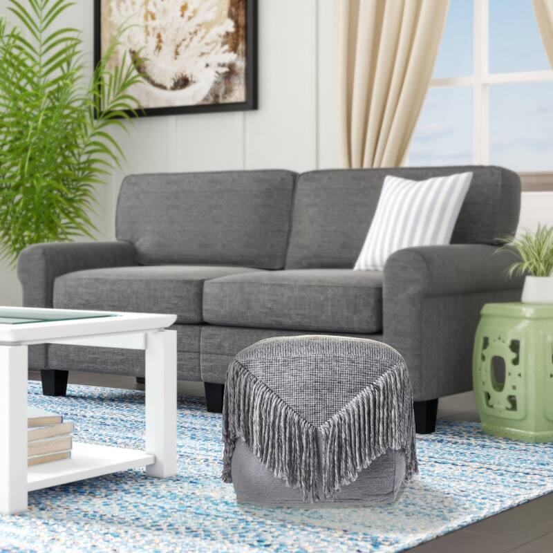 HomeRoots 18" Gray Wool Ottoman