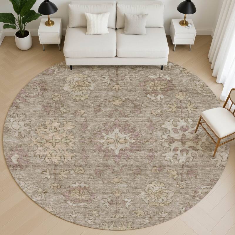Premium Washable Super Soft Traditional Caply Mayfield Rug - Khaki - 8' x 8'